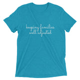 Keeping Families well adjusted - cursive - Short sleeve t-shirt