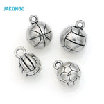 10pcs Tibetan Silver Plated 3D Football Basketball Volleyball Charms Pendants for Jewelry Making DIY