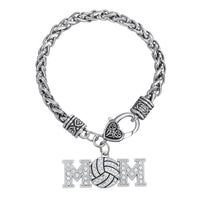 Volleyball Mom Crystal Charm Lobster Claw Bracelet