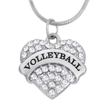 Volleyball Crystal Heart Pendant Necklace