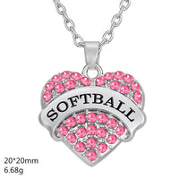 Volleyball Crystal Heart Pendant Necklace