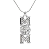 Metal Crystal Stone Volleyball Mom Pendant Necklace