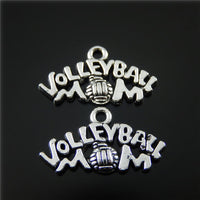 (20pieces) Antique Silver VOLLEYBALL Letter Necklace Pendant Alloy Bracelet Charms