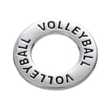 Antique SIlver Plated Volleyball CIrcle Charms - 10pcs